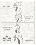 4:5 angry black_and_white bodily_fluids claws comic comic_panel crying dialogue dragon embarrassed english_text female feral hi_res horn line_art monochrome nuree_art reevah_(nuree_art) scalie sketch solo speech_bubble spikes tears text western_dragon 