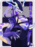  2022 3:4 anthro biped black_sclera blue_body claws collar digital_media_(artwork) finger_claws generation_9_pokemon godbird godbirdart grey_body hi_res legendary_pokemon male miraidon multicolored_body nintendo pokemon pokemon_(species) purple_body solo video_games yellow_body 