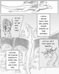  4:5 asian_mythology black_and_white claws comic comic_panel dialogue dragon east_asian_mythology eastern_dragon english_text female feral flying forest group hi_res horn line_art male monochrome mythology naya_(nuree_art) nuree_art outside plant raiden_(nuree_art) reevah_(nuree_art) scalie sketch speech_bubble spikes text tree trio western_dragon wings 