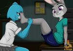  a-fitzga anthro cartoon_network disney domestic_cat duo feet felid feline felis female female/female foot_fetish hi_res judy_hopps lagomorph leporid mammal nicole_watterson paws rabbit the_amazing_world_of_gumball zootopia 