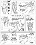  4:5 angry asian_mythology black_and_white claws comic comic_panel dialogue dragon duo east_asian_mythology eastern_dragon english_text female feral hi_res horn line_art male monochrome mythology naya_(nuree_art) nuree_art raiden_(nuree_art) sad sketch speech_bubble spikes surprise text wings 