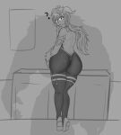 absurd_res anthro big_butt butt clothing confusion female ganyu_(genshin_impact) genshin_impact hi_res human imminent_sex leggings legwear looming_over male male/female mammal mihoyo question_mark rear_view shadow thebigjunni thick_thighs thigh_highs video_games wide_hips 
