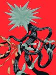  cable claws commentary_request gogot highres looking_down no_humans pokemon pokemon_(creature) red_background simple_background solo spikes xurkitree 