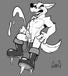  absurd_res anthro boots canid canine canis clothing disney don_karnage ejaculation electrostimulation flying footwear genitals hi_res male mammal orgasm penis rocket_boots solo soul-silver-dragon talespin wolf 