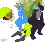  absurd_res alternate_version_at_source anthro big_butt big_tail blue_blush blue_body blush butt canid canine colored dark_body dragon face_in_ass facesitting fart fart_fetish farting_on_face flo_(toxyc) fox fur green_body green_fur grey_body grey_fur group hair hi_res horn hybrid looking_back luka_(toxyc) luwis_miracle male male/male mammal purple_eyes purple_fingers purple_tongue red_eyes sandwiched simple_background squish stripes tongue tongue_out toxyc toxyc_(toxyc) white_background white_hair white_stripes 