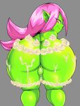  bent_over big_butt butt dart_(thecon) female genitals goblin green_body green_skin hair hi_res huge_butt humanoid icing looking_at_viewer looking_back looking_back_at_viewer not_furry nude pink_hair pussy rear_view solo thecon thick_thighs 