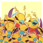  antennae beak digimon digimon_(creature) highres ibispaint_(medium) kunemon notaventura open_mouth sound_effects 