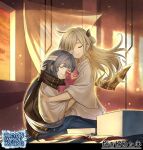  2girls bandage_over_one_eye blonde_hair duel_monster grey_hair hospital hucydin hug long_hair multiple_girls official_style sky_striker_ace_-_raye sky_striker_ace_-_roze tagme tears twintails yu-gi-oh! 