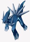  black_sclera blue_gemstone claws closed_mouth colored_sclera dialga gem gogot highres no_humans pokemon pokemon_(creature) red_eyes simple_background solo spikes white_background 