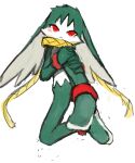  1:1 anthro bronzecatworld fur green_body green_fur king_of_sorrow klonoa_(series) male red_eyes simple_background solo video_games white_background 