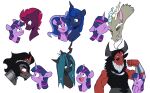  2020 2_horns 5_fingers abs absurd_res anthro antlers armor arthropod beard black_body black_fur black_sclera blue_body blue_eyes blush boop broken_horn changeling chimera chub-wub crown digital_media_(artwork) discord_(mlp) draconequus equid equine eyebrows facial_hair facial_piercing female feral fingers friendship_is_magic fur green_eyes grey_body hair hasbro hi_res horn king_sombra_(mlp) male mammal muscular muscular_anthro muscular_male muscular_taur my_little_pony my_little_pony:_the_movie_(2017) nose_piercing nose_ring one_eye_closed open_mouth piercing pink_hair princess_luna_(mlp) purple_body purple_eyes queen_chrysalis_(mlp) red_body red_skin ring_piercing simple_background smile taur tempest_shadow_(mlp) tirek_(mlp) tongue tongue_out twilight_sparkle_(mlp) unicorn unicorn_horn white_background yellow_eyes 