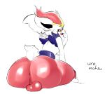  anthro anus balls big_butt butt cinderace generation_8_pokemon genitals huge_butt looking_back male multicolored_body nintendo nude open_mouth perineum pokemon pokemon_(species) pupils red_eyes sitting solo thick_thighs uromatsu video_games white_pupils 