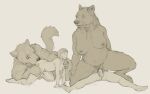  2022 all_fours anthro anthro_penetrated biped breasts butt canid canine canis digital_media_(artwork) digitigrade eyes_closed female female_penetrated group group_sex hi_res human human_on_anthro human_penetrating human_penetrating_anthro interspecies larger_anthro larger_female larger_male male male/female male_penetrating male_penetrating_female mammal nipples on_bottom on_top oral partner_swap penetration penile penile_penetration penis_in_pussy reverse_cowgirl_position sex sileynus simple_background size_difference smaller_female smaller_human smaller_male vaginal vaginal_penetration white_background wolf 