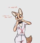  2022 anthro canid canine canis clothed clothing collar dialogue digital_media_(artwork) enginetrap english_text female fully_clothed head_tuft hi_res jackal mammal open_mouth simple_background solo syl_(enginetrap) text tuft 
