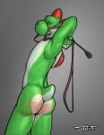  anthro arched_back bdsm bedroom_eyes biped bridle butt green_body hi_res invalid_tag leash leather looking_at_viewer looking_back male mario_bros narrowed_eyes nintendo nub_tail nude presenting presenting_hindquarters red_butt reins riding_crop seductive solo spank_marks statiik_(artist) suggestive_pose suggestive_posing super_smash_bros. tail video_games whip yoshi 