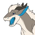  blue_eyes felkin grey_body horn mane open_mouth symrea teeth telegram_sticker 