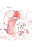  anthro big_butt book boss_monster bovid butt caprine clothed clothing deltarune erokaiga eyewear female floppy_ears glasses goat hi_res horn huge_butt looking_at_viewer mammal mature_anthro mature_female monster panties partially_clothed red_clothing red_underwear robe smile solo toriel undertale undertale_(series) underwear upskirt video_games white_body 