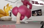  3d_(artwork) anal anal_penetration anthro backsack balls camseven canid canine casual_nudity chip_(sonic) crossed_legs crouching digital_media_(artwork) dildo dildo_in_ass dildo_insertion duo fox fur furniture genitals girly hair half-closed_eyes looking_at_viewer lying male mammal markings miles_prower multi_tail narrowed_eyes on_side orange_body orange_fur penetration phone pillow rear_view red_body red_fur sega sex_toy sex_toy_in_ass sex_toy_insertion sofa sonic_the_hedgehog_(series) sonic_the_hedgehog_series sonic_unleashed teapot_(body_type) thick_thighs unknown_species watermark white_hair wide_hips wings 