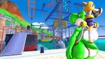  3d_(artwork) anthro big_butt butt curvy_figure daemont92 digital_media_(artwork) dinosaur f.l.u.d.d. hi_res looking_up male mario_bros nintendo nude reptile scalie solo source_filmmaker thick_thighs video_games voluptuous wide_hips yoshi 