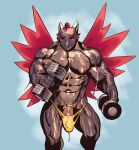  2022 abs accessory anthro barazoku biceps big_bulge big_muscles big_pecs big_penis blue_background bodily_fluids bulge clothed clothing cock_ring dragon dripping dumbbell erection erection_under_clothing exercise falcon_mccooper genital_fluids genitals hi_res horn huge_muscles humanoid_genitalia humanoid_penis jewelry male muscular muscular_anthro muscular_male narrowed_eyes navel nipples non-mammal_nipples obliques pecs penis penis_accessory penis_jewelry precum precum_through_clothing precum_through_thong precum_through_underwear scales scalie simple_background solo standing sweat tenting thong tiramisu_(kuroma) topless topless_anthro topless_male underwear vein veiny_muscles veiny_penis weightlifting weights wet wet_body wet_clothing workout 