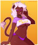  anthro breasts clothing ear_piercing ear_ring felid female hi_res katia_(colty8) lion lunafirefrost mammal pantherine piercing ring_piercing shirt solo topwear 