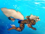  anthro arcanine balls canid canine fangs generation_1_pokemon genitals hi_res kaputotter male mammal nintendo nude pawpads paws pokemon pokemon_(species) solo swimming underwater video_games water 