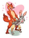  &lt;3 anal anal_penetration balls bodily_fluids canid canine crossgender cum cum_in_ass cum_inside cum_while_penetrated disney duo fox ftm_crossgender genital_fluids genitals hi_res judy_hopps lagomorph leporid male male/male male_penetrated male_penetrating male_penetrating_male mammal nick_wilde nipple_piercing nipples open_mouth penetration piercing rabbit ripushko sex sex_from_behind simple_background white_background zootopia 