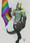  2022 abs anthro barefoot big_bulge big_muscles bulge claws clothed clothing digitigrade dragon feet flag grey_background hi_res holding_flag holding_object jockstrap lgbt_pride lion21 male muscular muscular_anthro muscular_male navel pecs pride_color_clothing pride_color_flag pride_color_jockstrap pride_color_underwear pride_colors rainbow_pride_colors scales scalie signature simple_background solo spikes spikes_(anatomy) standing topless topless_anthro topless_male underwear 