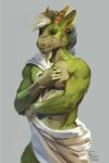  2021 absurd_res anthro athletic athletic_anthro athletic_male black_sclera blue_hair cheek_tuft colored dated dragon facial_hair facial_tuft famir_(artist) famir_(character) front_view fur furred_dragon glistening glistening_eyes goatee green_body green_ears green_fur grey_background hair hi_res horn looking_at_viewer male mouth_closed navel nipples one_eye_closed portrait red_nipples short_hair signature simple_background solo standing three-quarter_portrait tuft white_hair yellow_eyes yellow_horn 