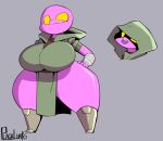  2022 anthro big_breasts blep bottom_heavy bottomwear breasts brittle_(plaga) clothing curvy_figure digital_media_(artwork) female gravelin hi_res hood huge_breasts huge_hips huge_thighs hybrid lizard loincloth plaga purple_body purple_scales reptile robe scales scalie short_stack smile solo thick_thighs tongue tongue_out turtle voluptuous wide_hips yellow_eyes 