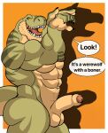  2025 abs anthro balls big_muscles countershade_face countershade_torso countershading darknaigart dinosaur english_text erection genitals green_body hi_res humanoid_genitalia humanoid_penis jace_(darknaig) male muscular muscular_anthro muscular_male nude_anthro nude_male open_mouth penis prehistoric_species reptile saurischian scalie shadow_puppet solo speech_bubble stubble teeth text theropod tongue tyrannosaurid tyrannosauroid tyrannosaurus tyrannosaurus_rex 