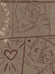 2026 5_fingers aleksika_(aleksikashvets) aleksikashvets angle_(copperback01) anthro anthro_on_anthro artist_name bed bed_sheet bedding bedroom bird's-eye_view blanket blockage_(layout) canid canine canine_nose cat_nose claws clothed clothing comic cuddling dated domestic_cat duo duo_focus ears_down ears_up emanata emoticon emotional english_description english_text eyebrows eyelashes eyes_closed facial_fur felid feline felis female female_anthro female_focus female_on_anthro finger_claws fingers fox fox_ears furniture garland group hair hand_on_partner hand_on_shoulder hands_on_partner happy heart_emanata heart_symbol hi_res high-angle_view holidays horizontal_blockage hug inner_ear_fluff inside light lights long_hair looking_at_object lying lying_on_bed male male/female male_anthro male_focus male_on_anthro mammal monochrome nails narrowed_eyes neck_tuft on_back on_bed on_pillow page_number philtrum pictographics picture_on_wall pillow pinned pinned_to_wall pivoted_ears pupils shadow short_hair signature sketch sleeping sleeping_together smile smile_lines snout surprised text thick_eyebrows topless topless_male tuft under_blanket valentine's_day valentine's_day_card wall_(structure)