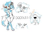 3_toes 4_fingers :3 anthro arm_tuft big_ears big_eyes biped blue_arms blue_body blue_fur blue_hair blue_legs blue_markings blue_tail_tip chest_markings colored_sketch digital_media_(artwork) digitigrade dipstick_tail domestic_ferret english_text expression_sheet eye_through_hair eyebrow_through_hair eyebrows eyelashes eyelashes_through_hair fangs featureless_crotch feet female fidelbon fingers fluffy fluffy_tail fur gloves_(marking) hair handpaw head_back head_tilt heart_(marking) heart_symbol inner_ear_fluff laugh leg_markings leg_tuft long_hair long_tail mammal markings microsoft_paint_(artwork) motion_lines mustelid musteline nude open_mouth orange_eyes orange_inner_ear_fluff orange_pawpads pawpads paws raised_eyebrow shoulder_tuft simple_background sketch small_nose smug snaggle_tooth snout socks_(marking) solo standing sumthy_(fidelbon) tail tail_markings tail_tuft teeth text thigh_markings thigh_tuft toes tongue translucent translucent_hair true_musteline tuft weasel white_background white_body white_ears white_eyebrows white_fur white_tail