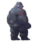  2022 anthro butt hi_res humanoid_hands kemono male mammal musclegut overweight overweight_male simple_background solo tattoo uken_l ursid 