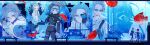  2boys absurdres ahoge aotsuki_eito aquarium armband bench black_cloak black_gloves black_jacket black_pants blood blood_on_face breast_pocket bright_pupils chinese_commentary cloak commentary evil_grin evil_smile fish fishbowl gakuran glasses gloves grey_hair grin headgear highres holding holding_scythe holding_weapon jacket lapels last_defense_academy_school_uniform male_focus mizongwenwu multiple_boys necktie notched_lapels open_clothes open_jacket pants pocket purple_eyes red_hair school_uniform scythe shirt short_hair smile spoilers sumino_takumi sunglasses sweatdrop the_hundred_line_-last_defense_academy- weapon white_armband white_gloves white_jacket white_pupils white_shirt 