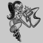  1girl alexander-draws black_hair breasts cake carlota_casagrande ear_piercing earrings elasticity eyelashes food half-closed_eye highres holding holding_cake holding_food jewelry long_hair non-web_source nose one_eye_closed open_mouth piercing raised_eyebrows smile solo sphere_earrings teeth the_casagrandes the_loud_house thick_thighs thighs tongue upper_teeth_only very_long_hair 