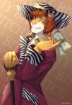 5_fingers animal_print anthro background_text biped brown_eyebrows brown_hair button_(fastener) cane claws clothed clothing coat countershade_face countershade_fur countershade_neck countershade_torso countershading digital_media_(artwork) english_text eyebrows felid finger_claws fingers fully_clothed fur gem green_eyes grin grinning_at_viewer hair hat headgear headwear hi_res holding_cane holding_money holding_object humanoid_hands john_(socially_awkward) lion looking_at_viewer male mammal money multicolored_body multicolored_clothing multicolored_coat multicolored_fur multicolored_topwear orange_body orange_fur pantherine pattern_background pimp pink_nose portrait purtropos red_clothing red_coat red_topwear ring_(jewelry) ruby_(gem) side_view signature simple_background smile smiling_at_viewer socially_awkward solo standing tan_body tan_fur text three-quarter_portrait topwear two_tone_body two_tone_fur whiskers white_whiskers yellow_claws yellow_clothing yellow_coat yellow_topwear zebra_print