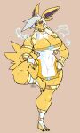  anthro big_breasts breasts cleavage clothed clothing eeveelution electricity female fur generation_1_pokemon hi_res jinti_(artist) jolteon muscular muscular_female nintendo pokemon pokemon_(species) thick_thighs video_games yellow_body yellow_fur 