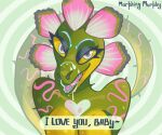 anthro bodily_fluids breasts cactus cum cum_in_mouth cum_inside cum_on_face dinosaur eyeshadow female flower genital_fluids green_body heart_symbol hi_res hybrid hypnosis lizard looking_at_viewer makeup mind_control morphing_murphy open_mouth plant prehistoric_species reptile scalie smile solo teeth text thorns yellow_eyes