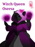  absurd_res black_body clothing dress english_text female glowing hi_res magic mammal mustelid otter paws purple_eyes raised_paw semi-anthro snout solo standing succubusbnny tail text 