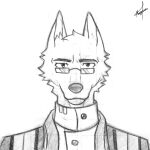 1:1 anthro bratzdev canid canine canis changed_(video_game) changed_reforged clothed clothing dr._k_(changed) eyewear glasses guide_lines headshot_portrait hi_res male mammal portrait signature solo wolf
