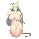  1girl animal_ear_fluff animal_ears areola_slip banshee_(last_origin) barefoot bell black_headband blush bra breasts cat_ears cat_girl cat_tail collarbone covered_nipples detached_collar fake_animal_ears full_body fur-trimmed_gloves fur_collar fur_trim g-string game_cg gloves green_bra green_gloves green_panties groin hair_between_eyes headband highres huge_breasts jingle_bell large_areolae last_origin light_green_hair linea_alba long_hair looking_at_viewer micro_panties navel neck_bell official_alternate_costume official_art open_mouth panties panties_under_panties paw_pose red_eyes seiza sitting skindentation snowball22 solo strapless strapless_bra tachi-e tail thigh_gap thigh_strap thong transparent_background underwear 