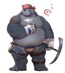  2022 anthro belly big_belly black_nose clothing cute_fangs hi_res humanoid_hands kemono male mammal moobs navel nipples overweight overweight_male simple_background solo uken_l underwear ursid 