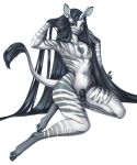  anthro equid equine genitals girly hair hi_res horn long_hair male mammal nude penis reina. simple_background striped_body stripes unicorn white_background zebra 