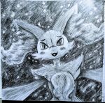  &lt;3 anthro blush blush_lines braixen canid canine chest_tuft fluffy fur generation_6_pokemon halfbaked-hope hi_res inner_ear_fluff looking_at_viewer mammal markings monochrome multicolored_body multicolored_fur nintendo open_mouth pokemon pokemon_(species) shoulder_tuft solo traditional_media_(artwork) tuft two_tone_body two_tone_fur video_games 