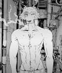  abs absurd_res anthro beastars canid canine canis cigarette clothed clothing furry_bb greyscale hi_res legoshi_(beastars) male mammal monochrome muscular muscular_male pecs scar smoke smoking solo topless wolf 
