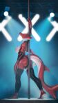  2022 3d_(artwork) anthro arched_back armwear athletic breasts butt clothed clothing digital_media_(artwork) female fish ground_shark hammerhead_shark hi_res legwear looking_at_viewer marine mostly_nude nipples partially_clothed phyrna_(petruz) pole red_body rodinsinker shark smile smiling_at_viewer solo source_filmmaker stripper stripper_pole tattoo thigh_highs 