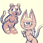  animal_crossing anthro bangle_(animal_crossing) breasts digital_media_(artwork) domestic_cat eyelashes felid feline felis female genitals hi_res jewelry katt_(animal_crossing) mammal necklace nintendo nipples nude pantherine pubes pussy sexylinguini sharp_teeth simple_background sketch smile stripes teeth tiger video_games 