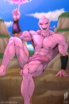  abs alien anthro dragon_ball dragon_ball_z foreskin genitals hi_res iudicium86 magic majin_buu male nipples outside penis solo super_buu villainous 