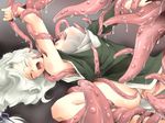  breasts forced legs long_hair medium_breasts original panties pantyshot rape slime solo spread_legs tears tentacles tentacles_under_clothes underwear white_hair yagisaka_seto yellow_eyes 